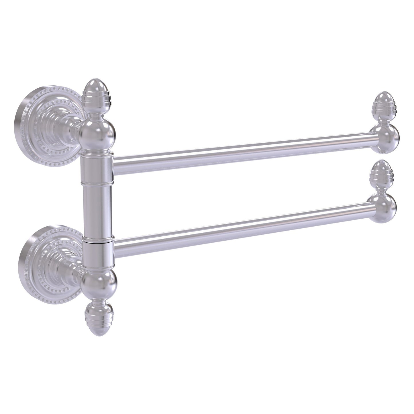 Allied Brass Dottingham 12.5" x 7" Satin Chrome Solid Brass 2-Swing Arm Towel Rail