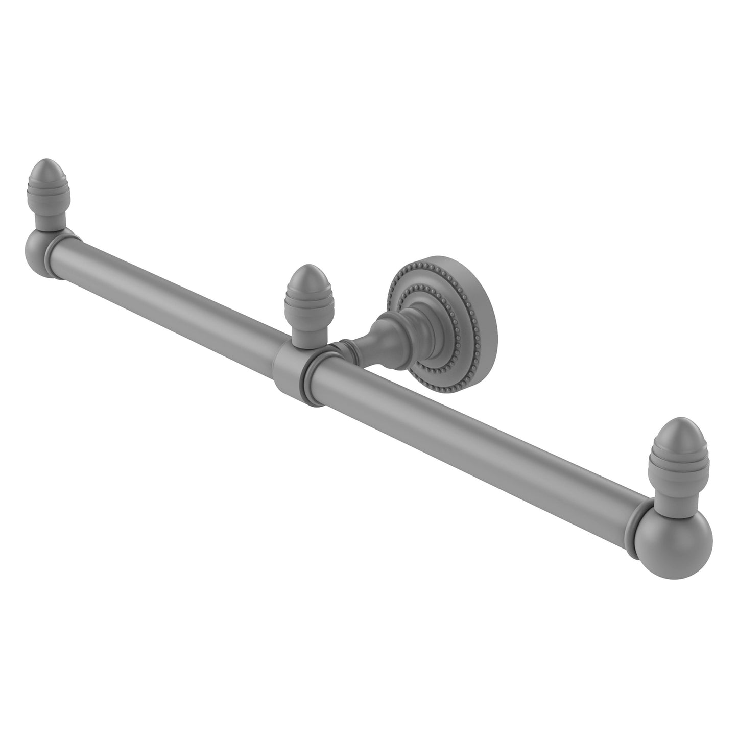 Allied Brass Dottingham 15.5" x 3.5" Matte Gray Solid Brass 2-Arm Guest Towel Holder