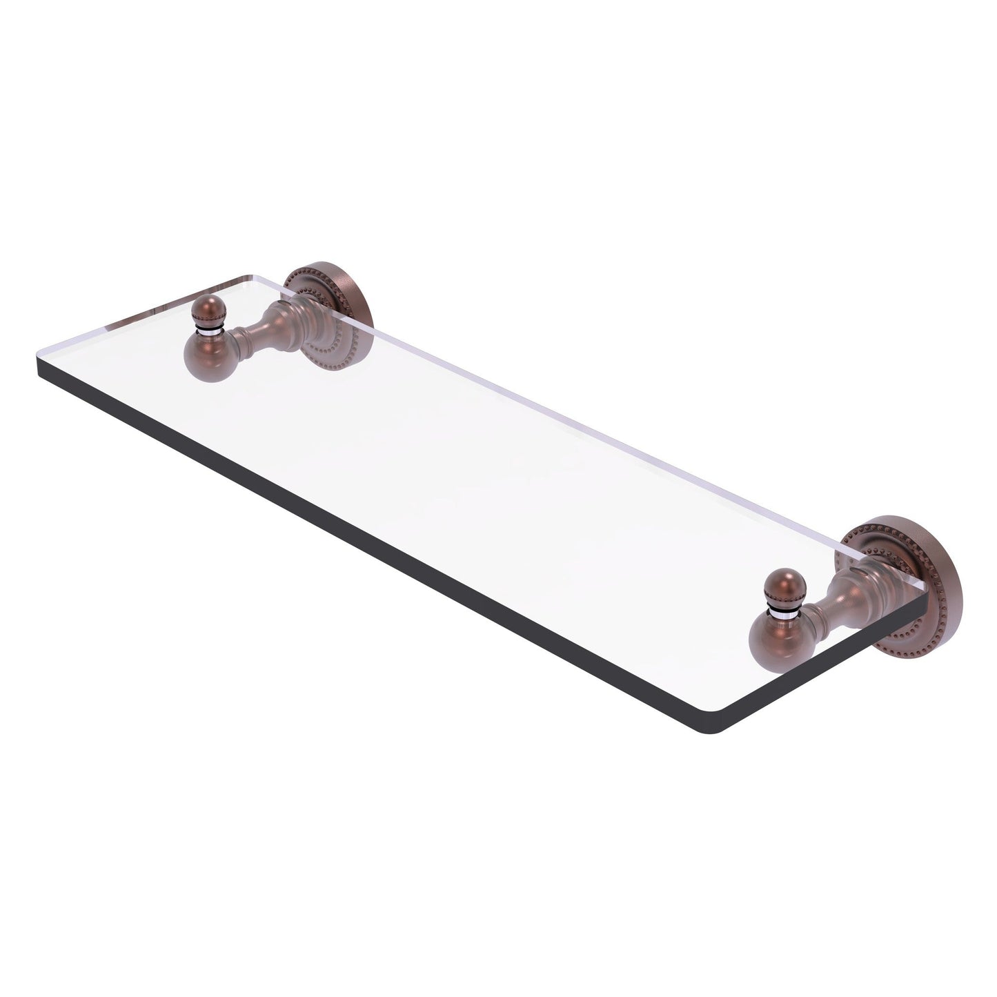 Allied Brass Dottingham 16" x 5" Antique Copper Solid Brass Glass Shelf