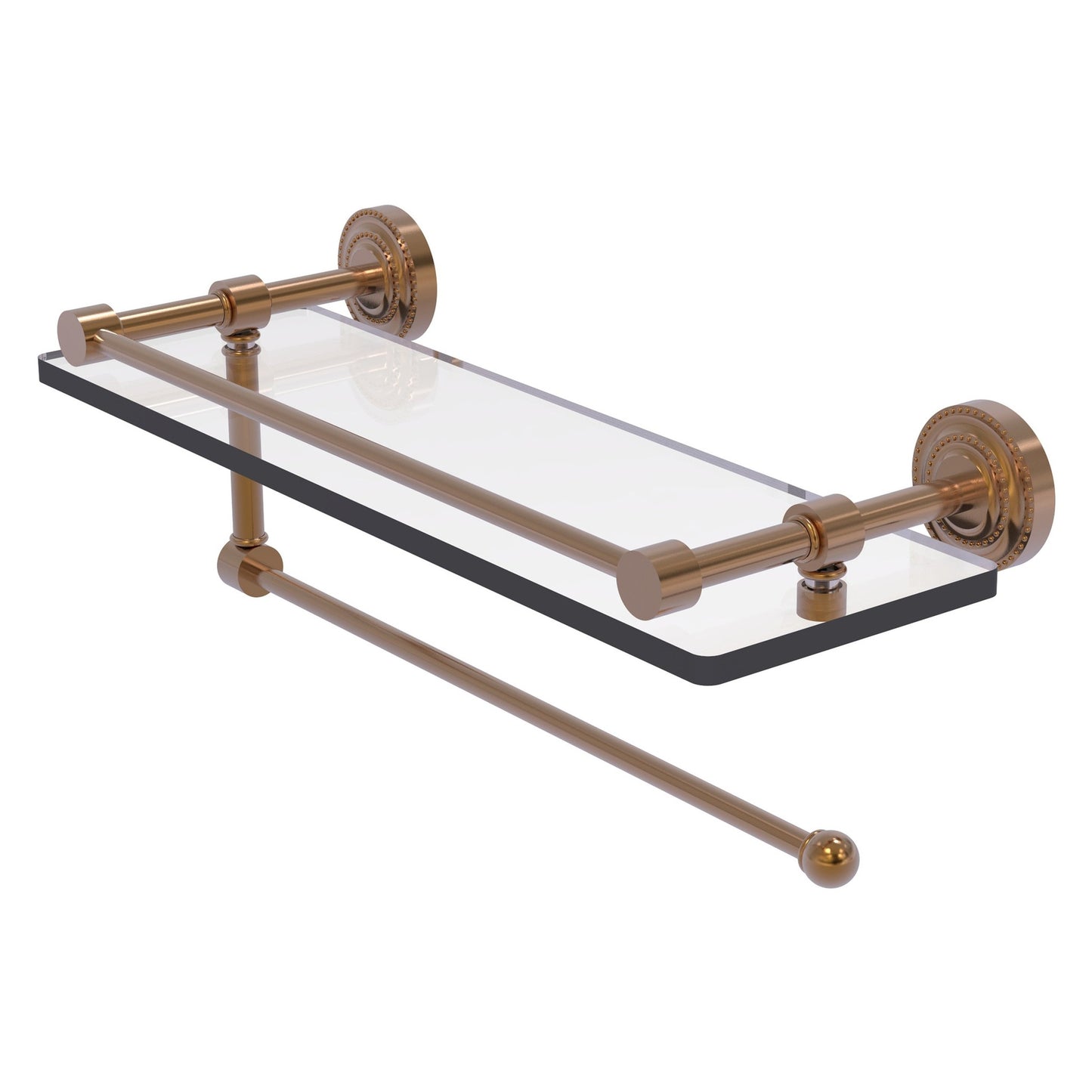 Allied Brass Dottingham 16" x 5" Brushed Bronze Solid Brass Paper Towel Holder With 16-Inch Gallery Glass Shelf