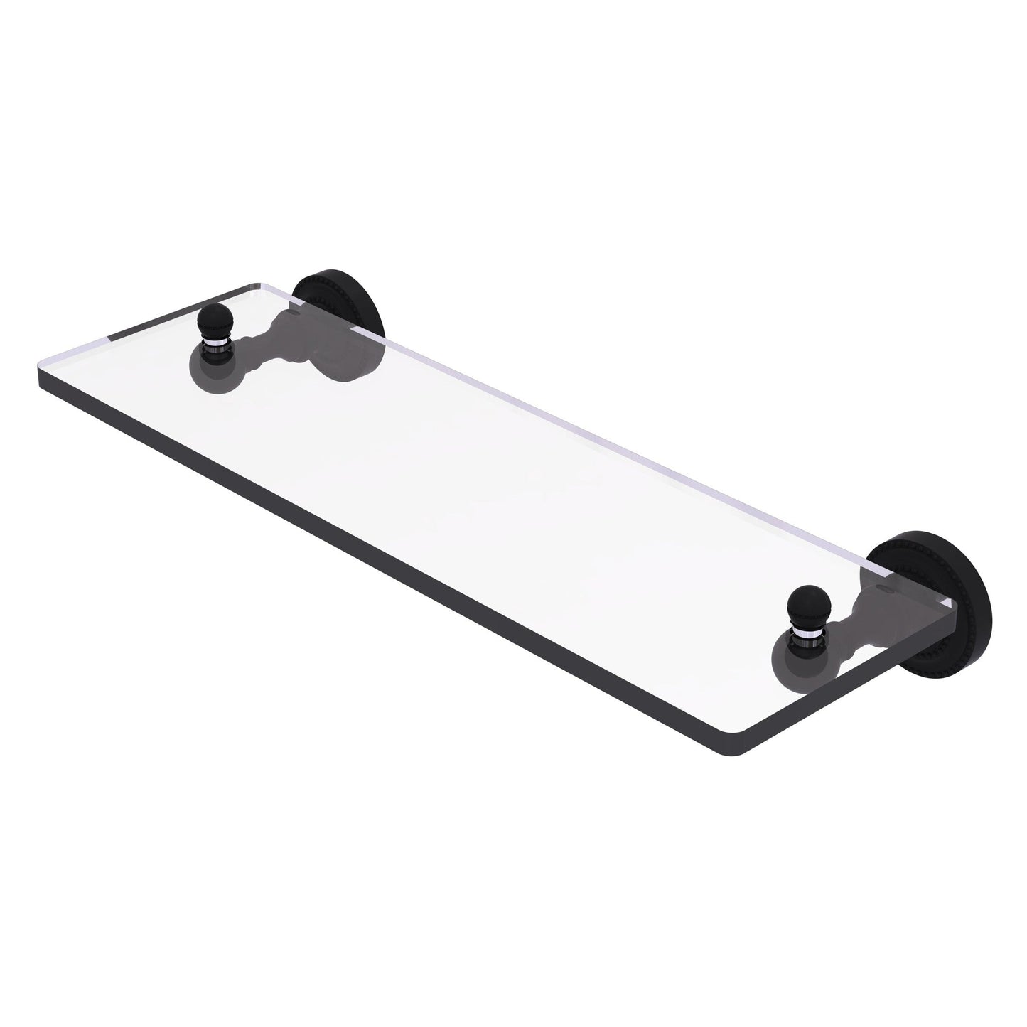 Allied Brass Dottingham 16" x 5" Matte Black Solid Brass Glass Shelf
