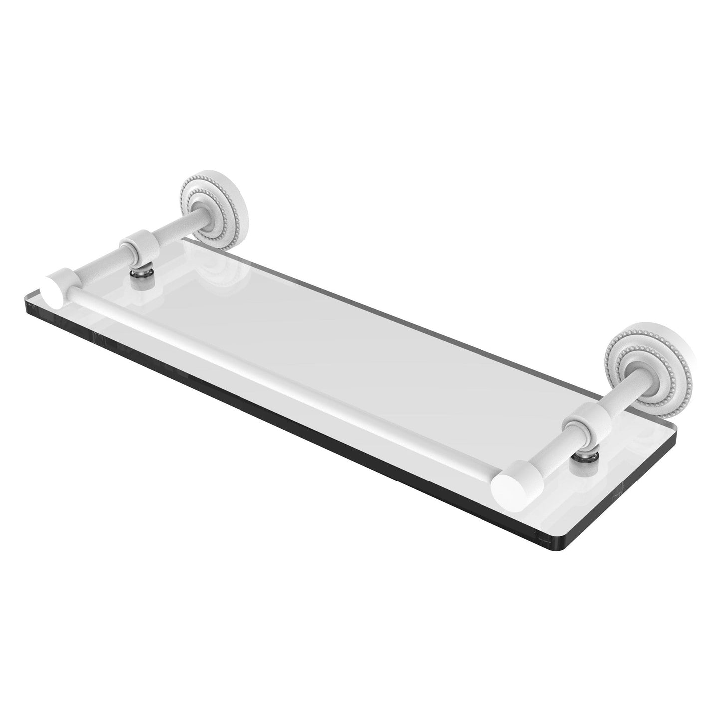 Allied Brass Dottingham 16" x 5" Matte White Solid Brass Glass Shelf With Gallery Rail