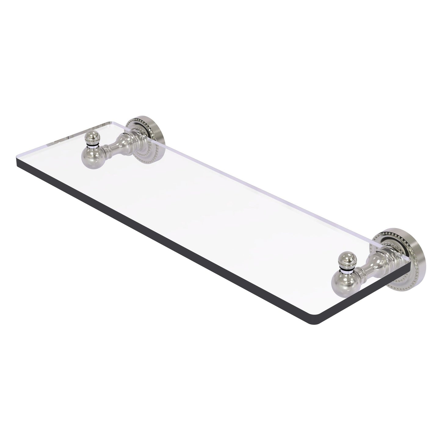 Allied Brass Dottingham 16" x 5" Satin Nickel Solid Brass Glass Shelf