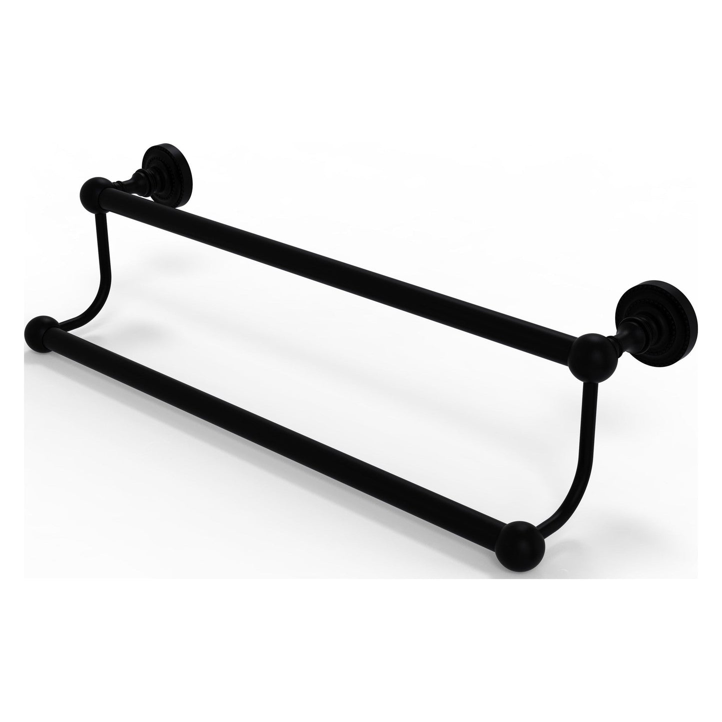 Allied Brass Dottingham 18" x 20" Matte Black Solid Brass Double Towel Bar