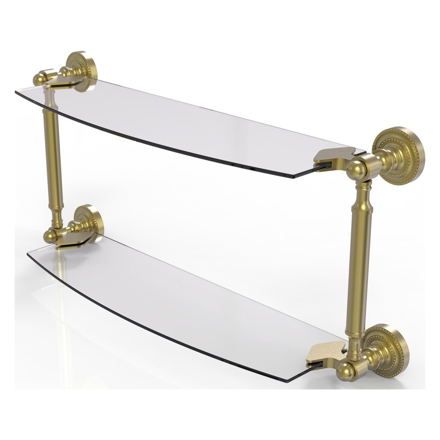 Allied Brass Dottingham 18" x 5" Satin Brass Solid Brass Two-Tiered Glass Shelf