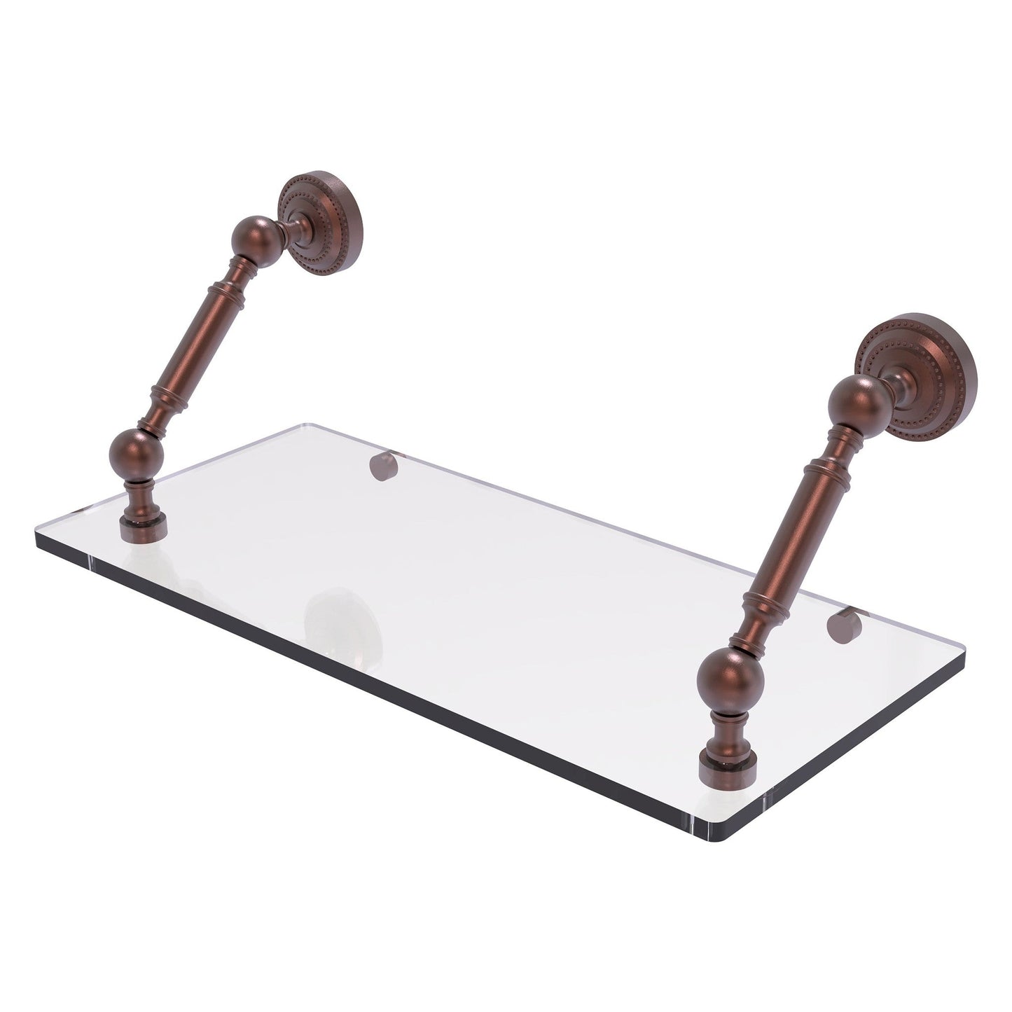 Allied Brass Dottingham 18" x 8" Antique Copper Solid Brass Glass Shelf