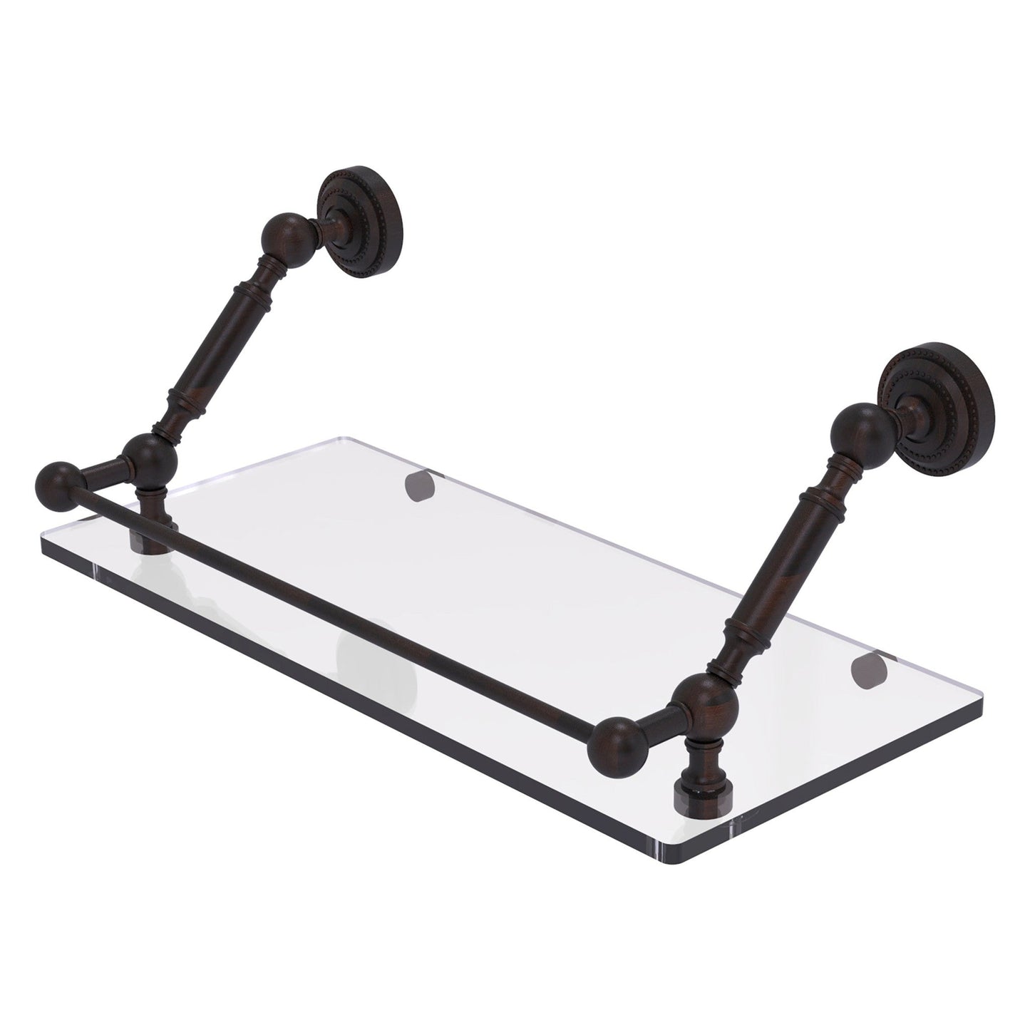 Allied Brass Dottingham 18" x 8.6" Venetian Bronze Solid Brass Glass Shelf With Gallery Rail