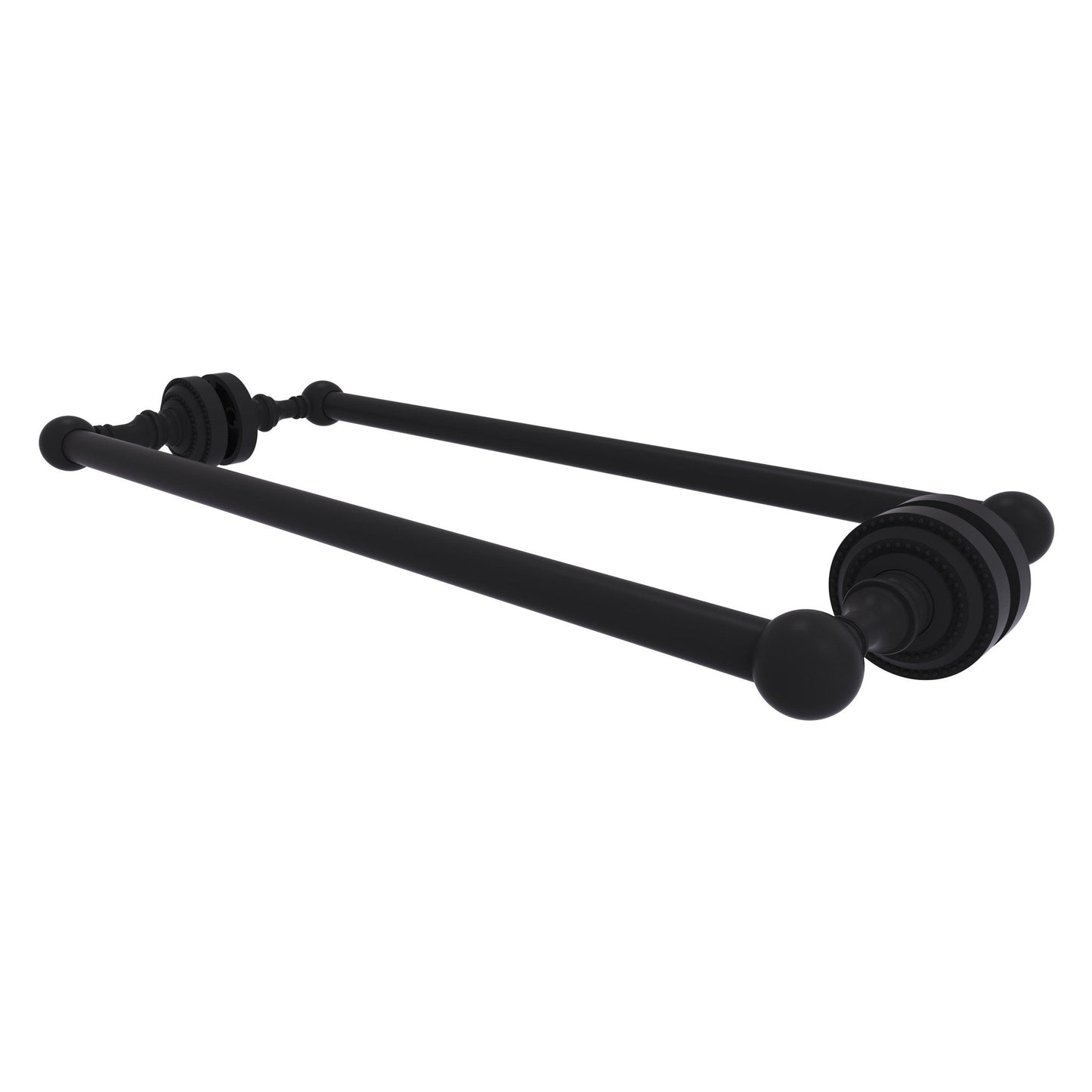 Allied Brass Dottingham 20" x 7.8" Matte Black Solid Brass Back-to-Back Shower Door Towel Bar