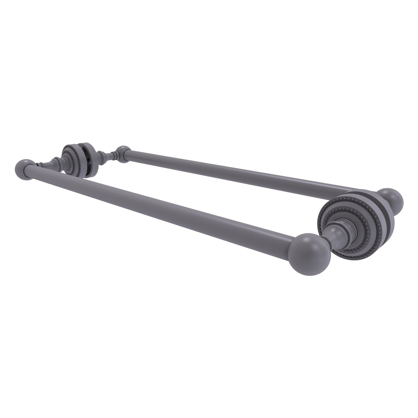 Allied Brass Dottingham 20" x 7.8" Matte Gray Solid Brass Back-to-Back Shower Door Towel Bar