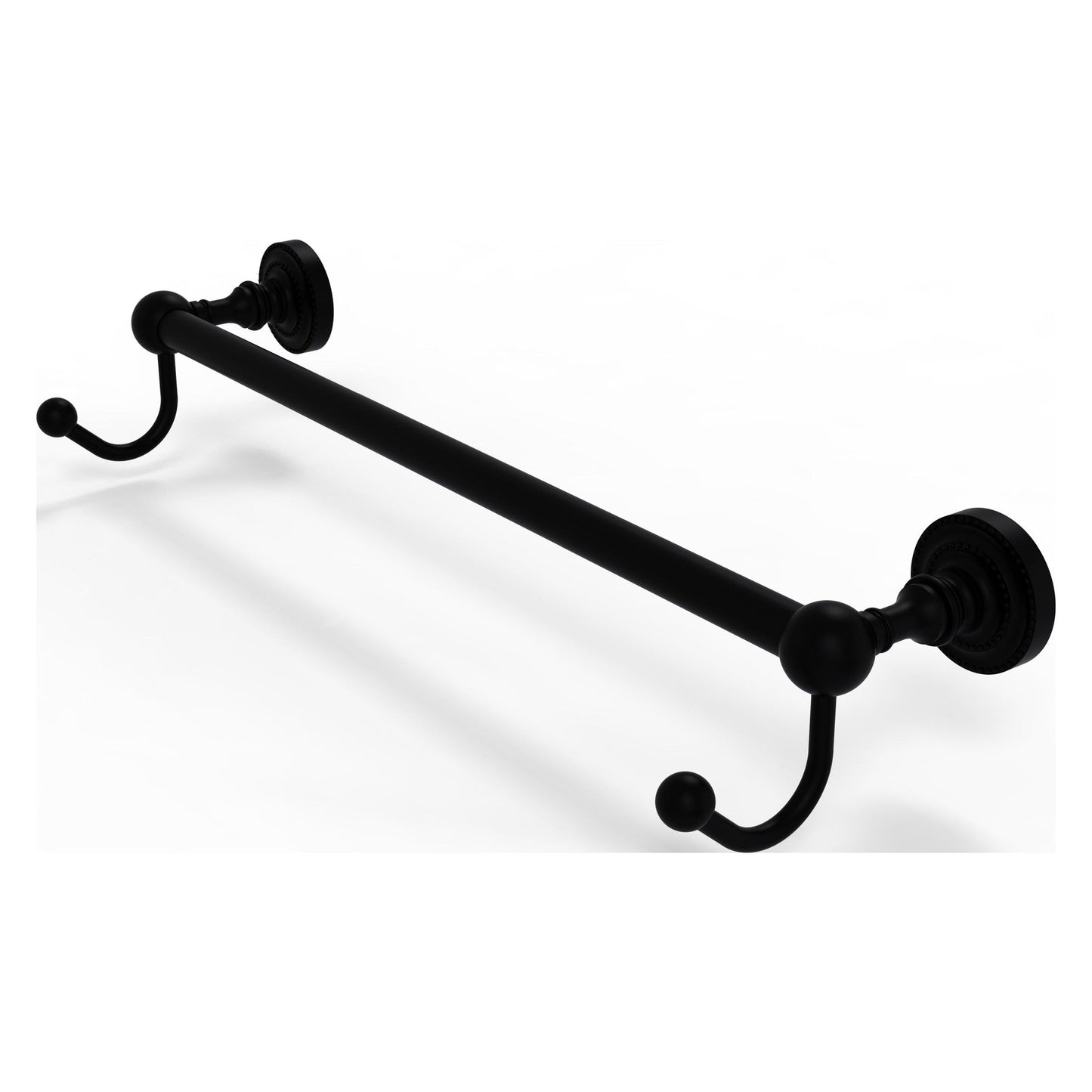 Allied Brass Dottingham 20.25" x 6" Matte Black Solid Brass Towel Bar With Integrated Hooks