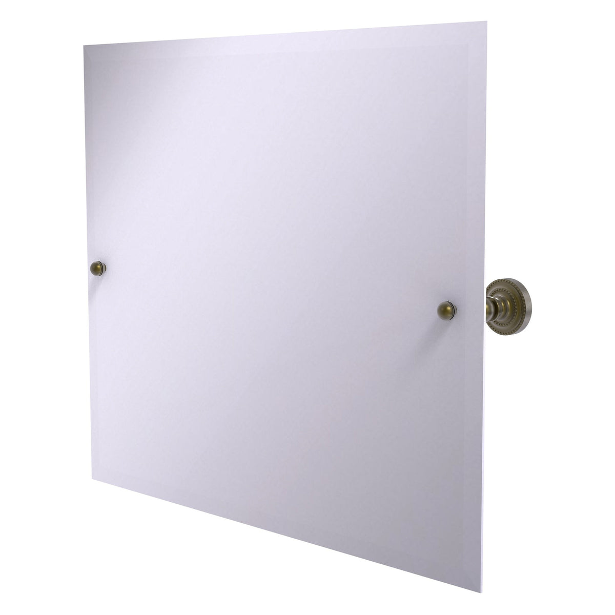 Allied Brass Dottingham 21" x 26" Antique Brass Solid Brass Frameless Landscape Rectangular Tilt Mirror With Beveled Edge