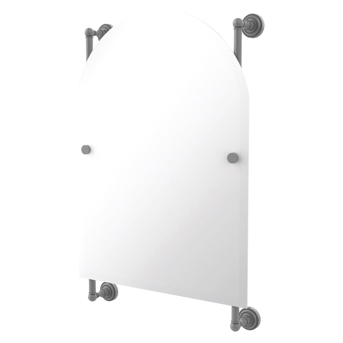 Allied Brass Dottingham 21" x 3.8" Matte Gray Solid Brass Arched-Top Frameless Rail Mounted Mirror