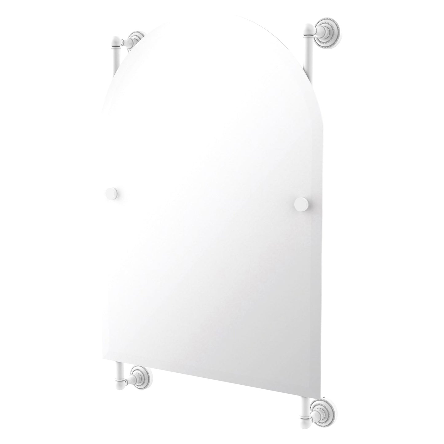 Allied Brass Dottingham 21" x 3.8" Matte White Solid Brass Arched-Top Frameless Rail Mounted Mirror