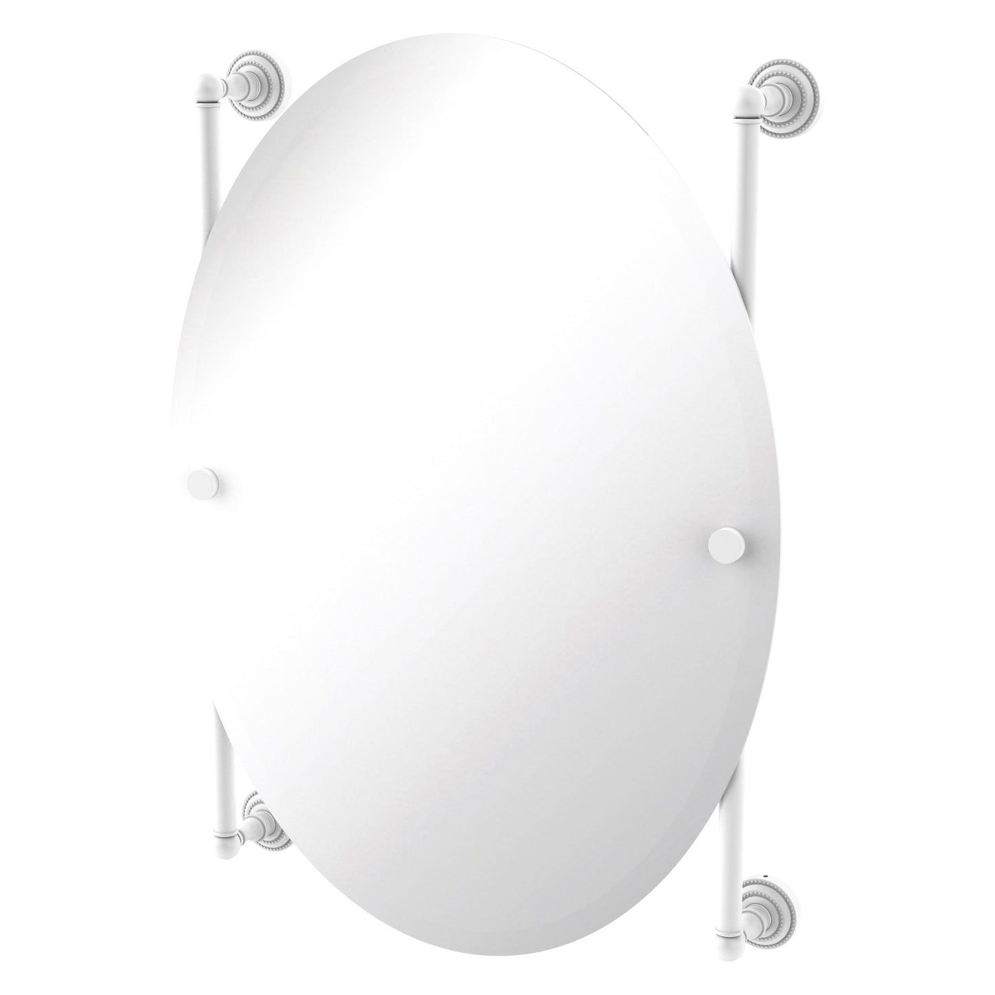 Allied Brass Dottingham 21" x 3.8" Matte White Solid Brass Oval Frameless Rail Mounted Mirror