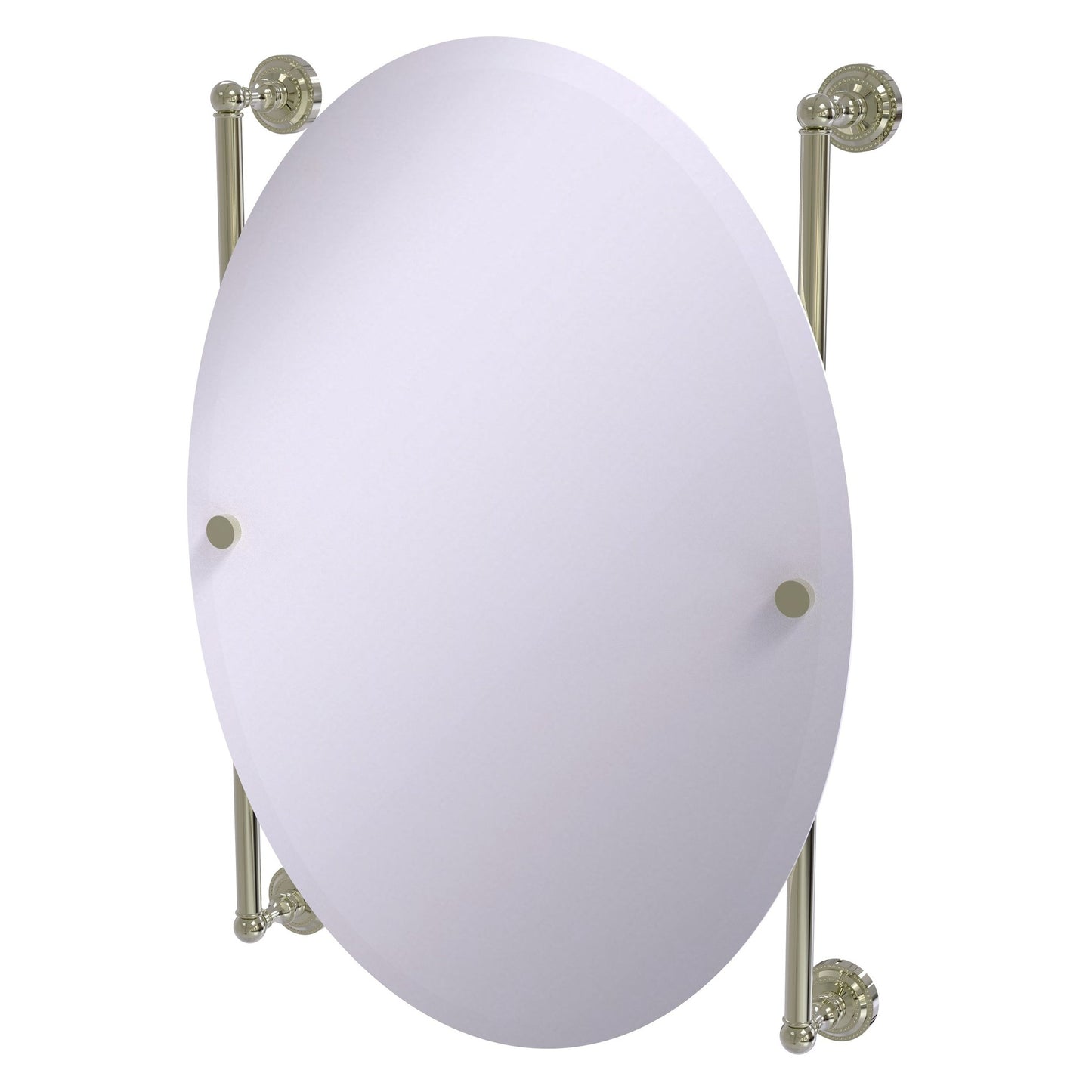 Allied Brass Dottingham 21" x 3.8" Polished Nickel Solid Brass Oval Frameless Rail Mounted Mirror