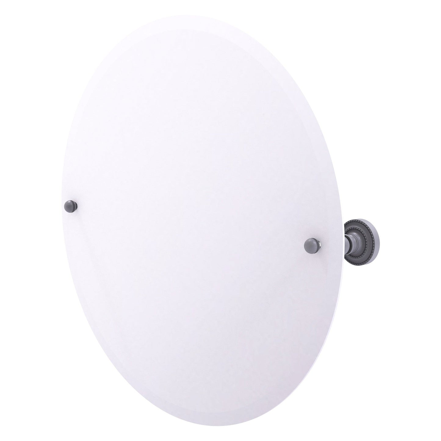 Allied Brass Dottingham 22" x 22" Matte Gray Solid Brass Frameless Round Tilt Mirror With Beveled Edge