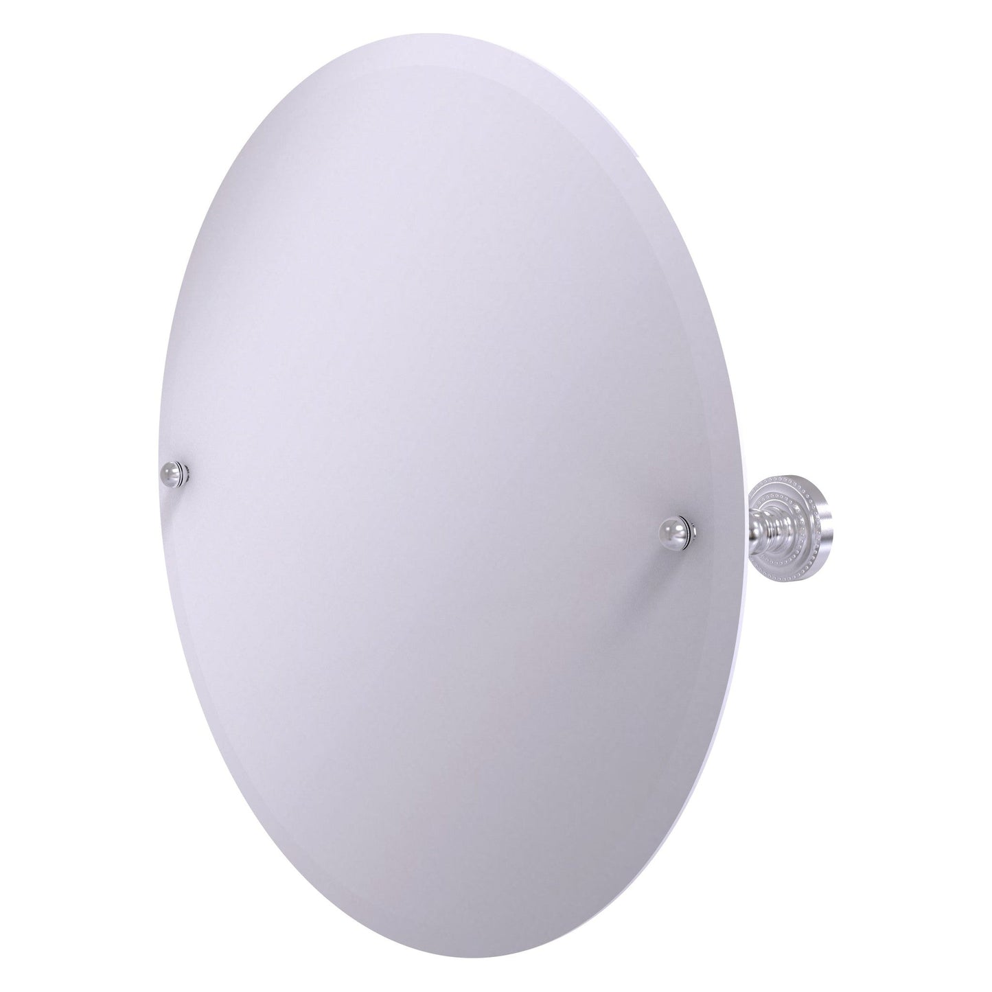Allied Brass Dottingham 22" x 22" Satin Chrome Solid Brass Frameless Round Tilt Mirror With Beveled Edge