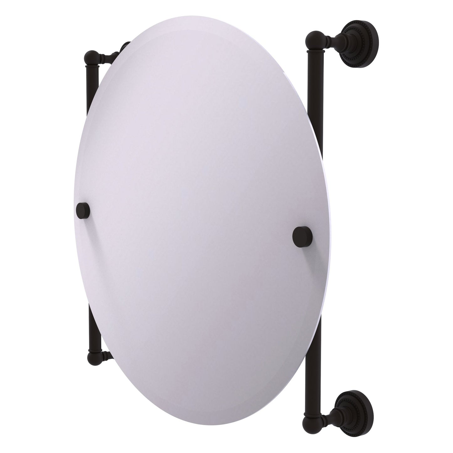 Allied Brass Dottingham 22" x 3.8" Oil Rubbed Bronze Solid Brass Round Frameless Rail Mounted Mirror