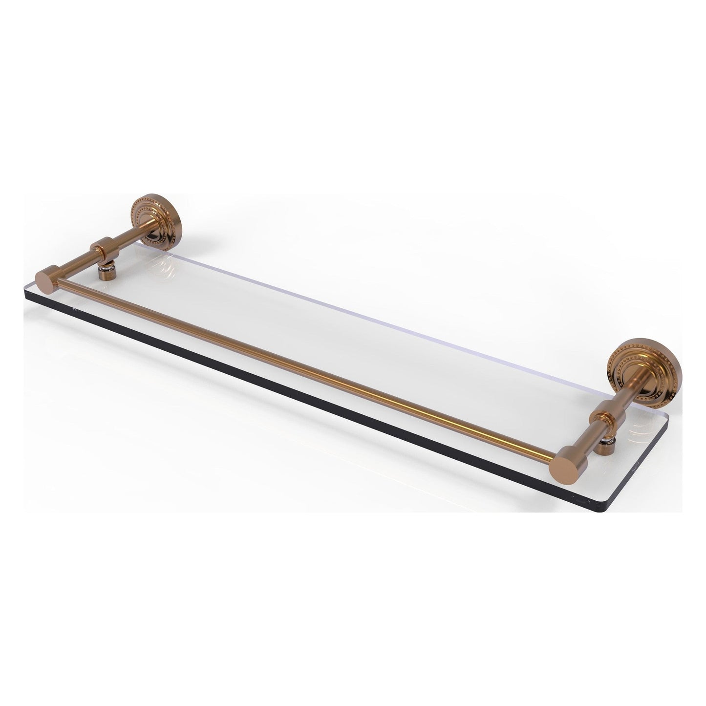 Allied Brass Dottingham 22" x 5" Brushed Bronze Solid Brass Glass Shelf With Gallery Rail