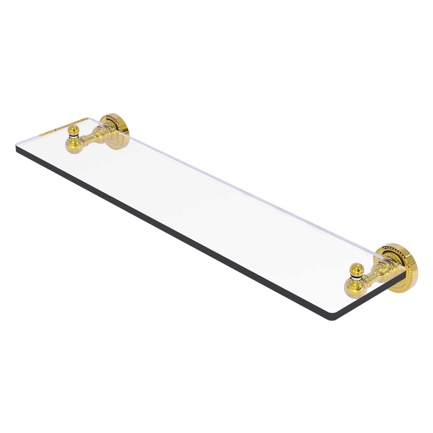Allied Brass Dottingham 22" x 5" Polished Brass Solid Brass Glass Vanity Shelf With Beveled Edges