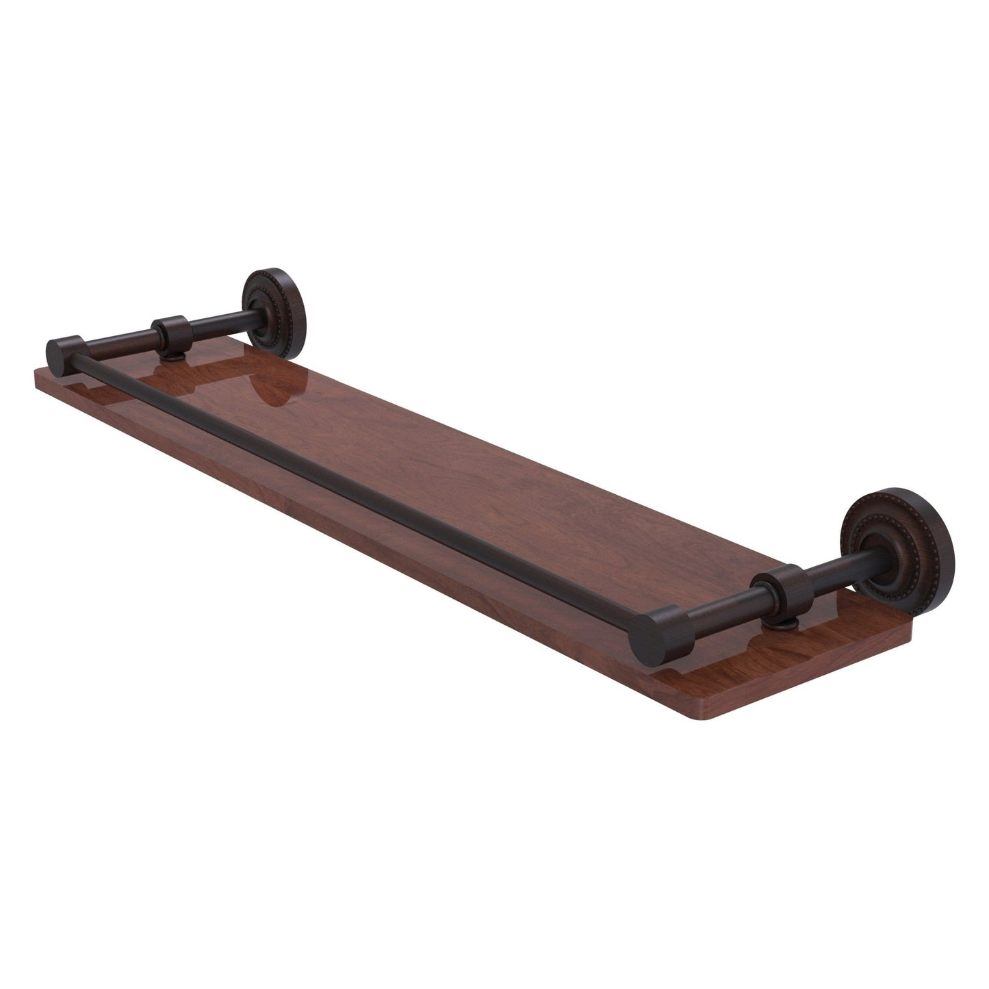 Allied Brass Dottingham 22" x 5" Venetian Bronze Solid Brass Solid IPE Ironwood Shelf With Gallery Rail