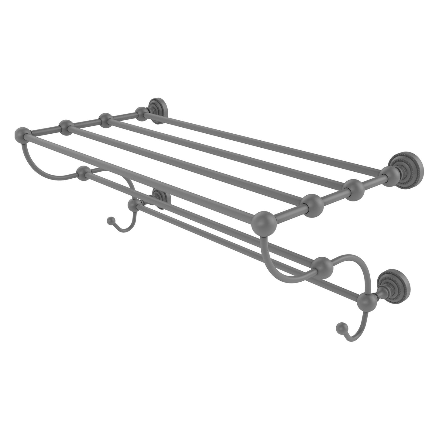 Allied Brass Dottingham 24" x 14" Matte Gray Solid Brass Train Rack Towel Shelf