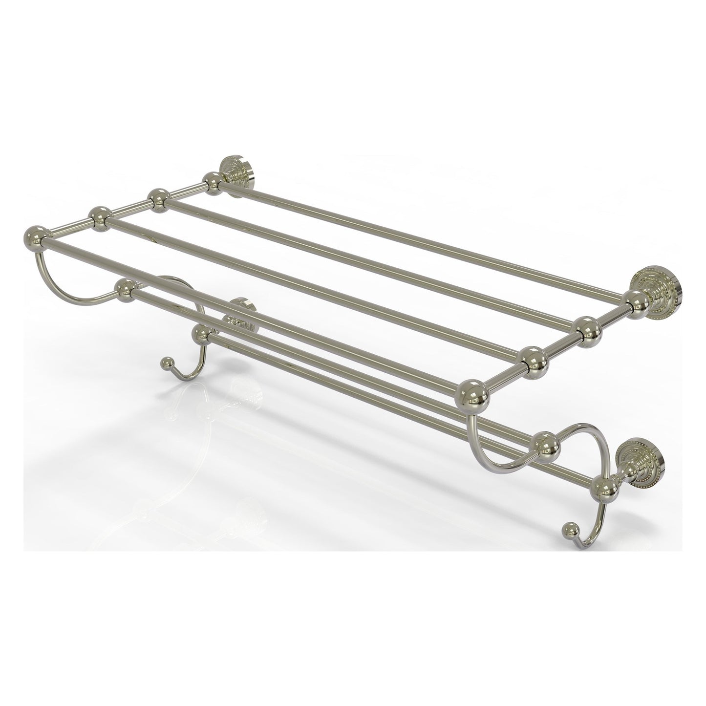 Allied Brass Dottingham 24" x 14" Polished Nickel Solid Brass Train Rack Towel Shelf