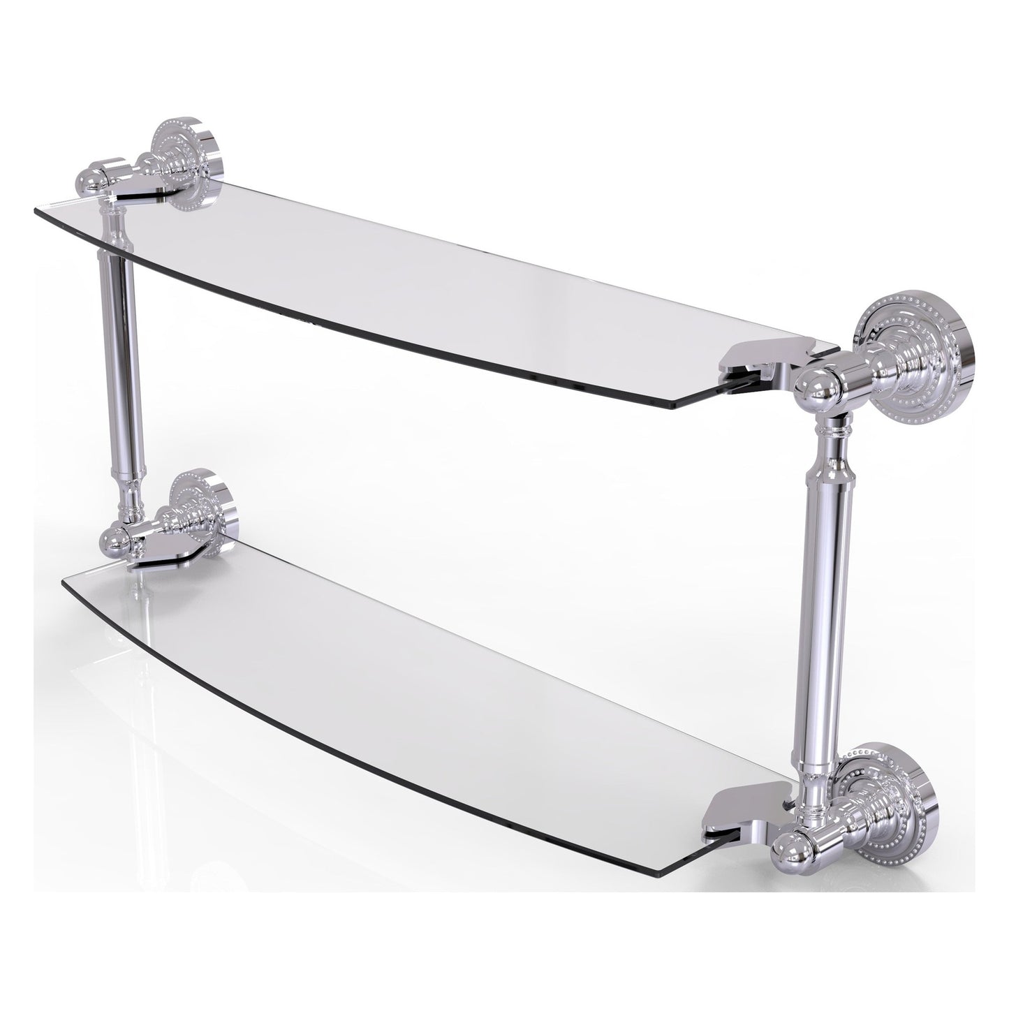Allied Brass Dottingham 24" x 5" Polished Chrome Solid Brass Two-Tiered Glass Shelf