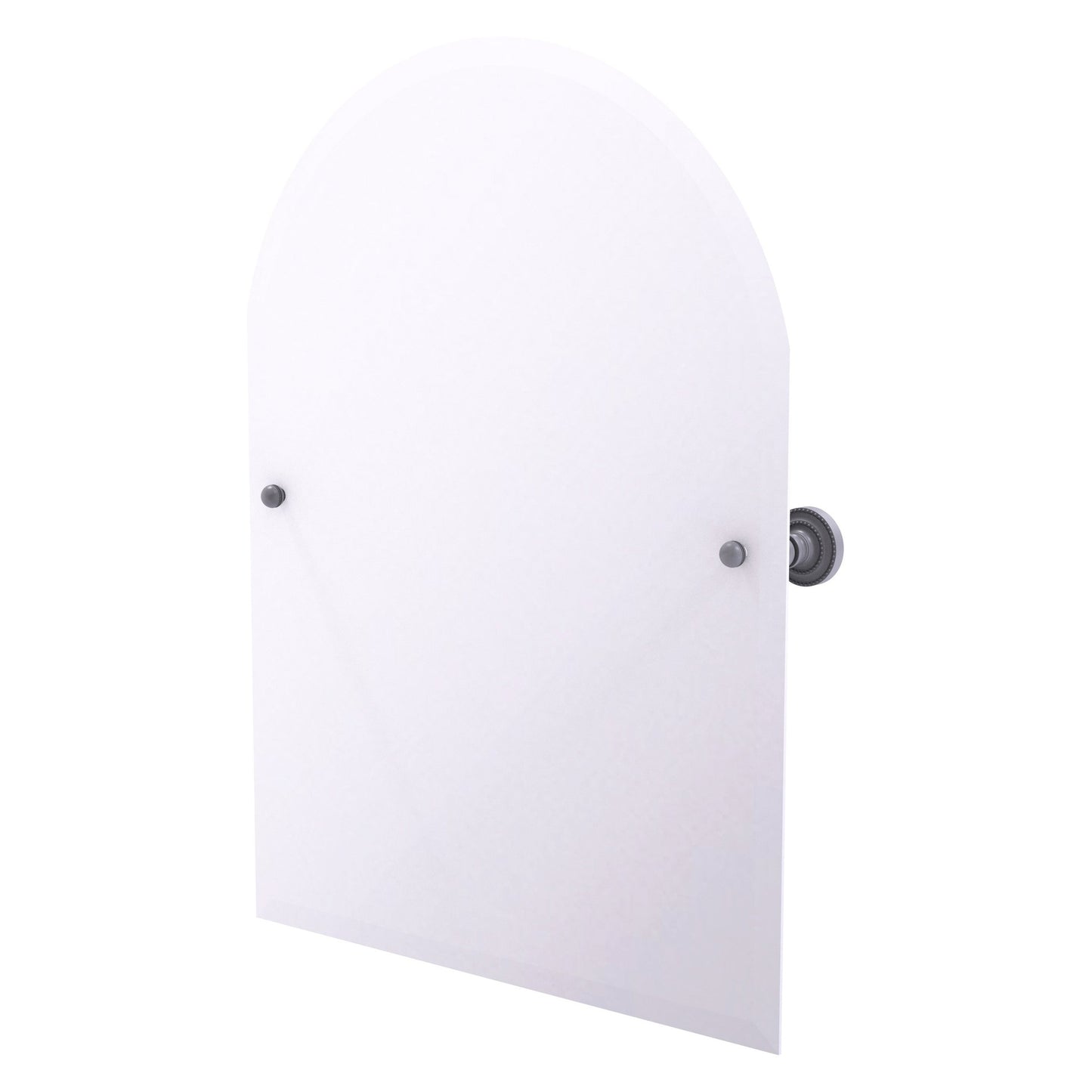 Allied Brass Dottingham 29" x 21" Matte Gray Solid Brass Frameless Arched Top-Tilt Mirror With Beveled Edge