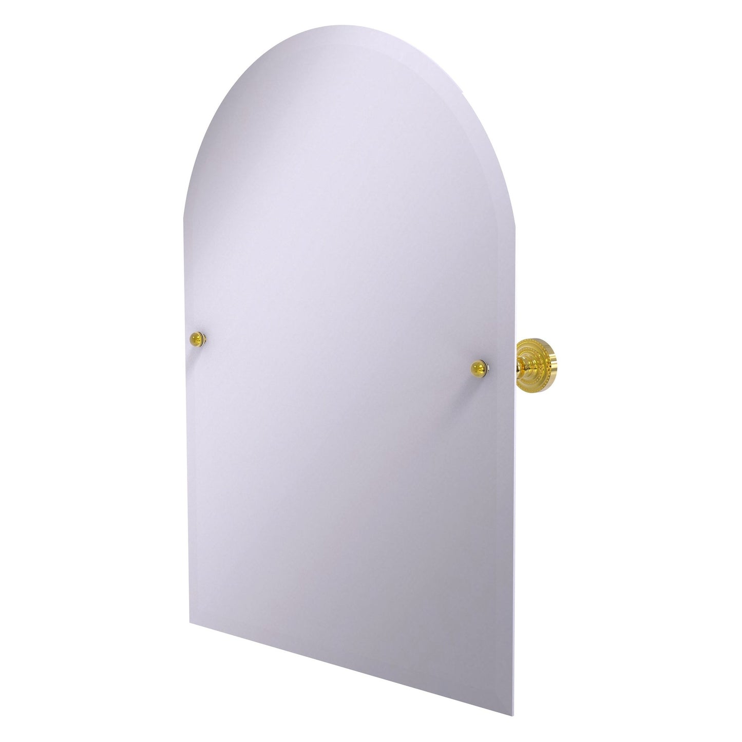 Allied Brass Dottingham 29" x 21" Polished Brass Solid Brass Frameless Arched Top-Tilt Mirror With Beveled Edge