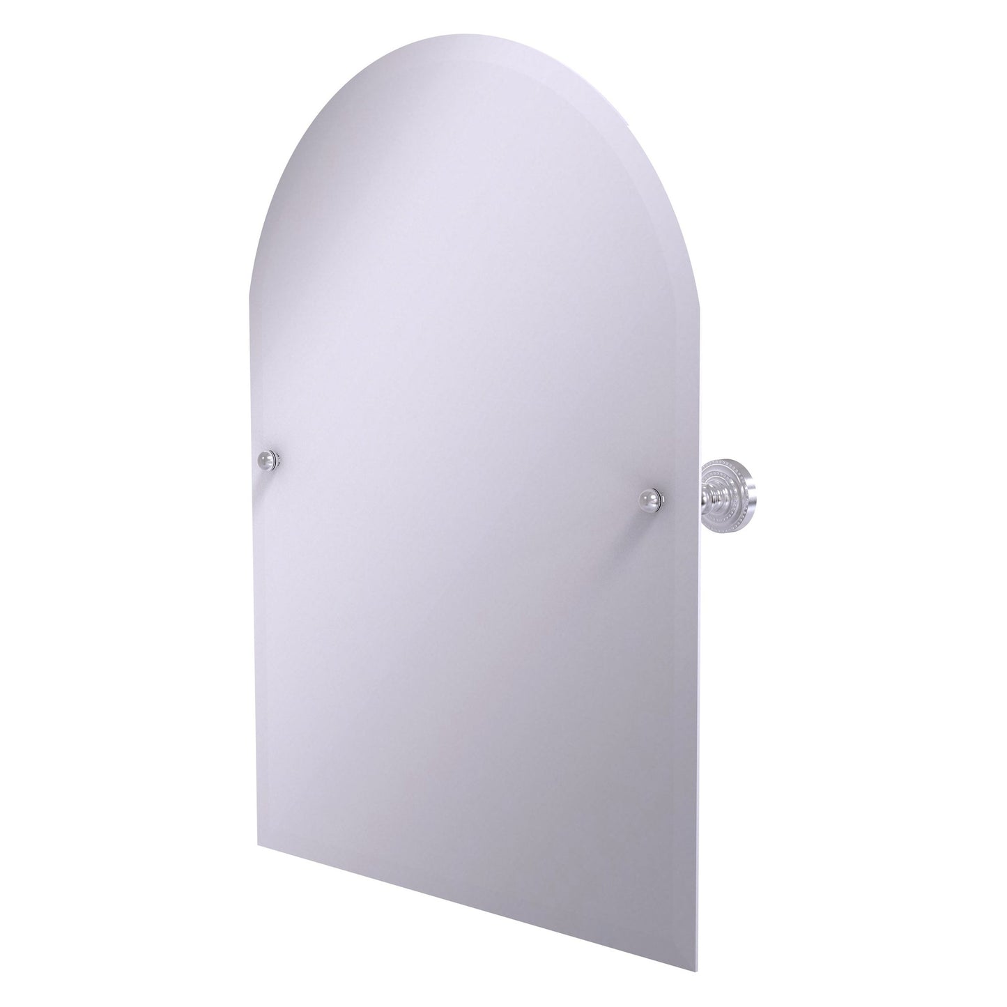 Allied Brass Dottingham 29" x 21" Satin Chrome Solid Brass Frameless Arched Top-Tilt Mirror With Beveled Edge
