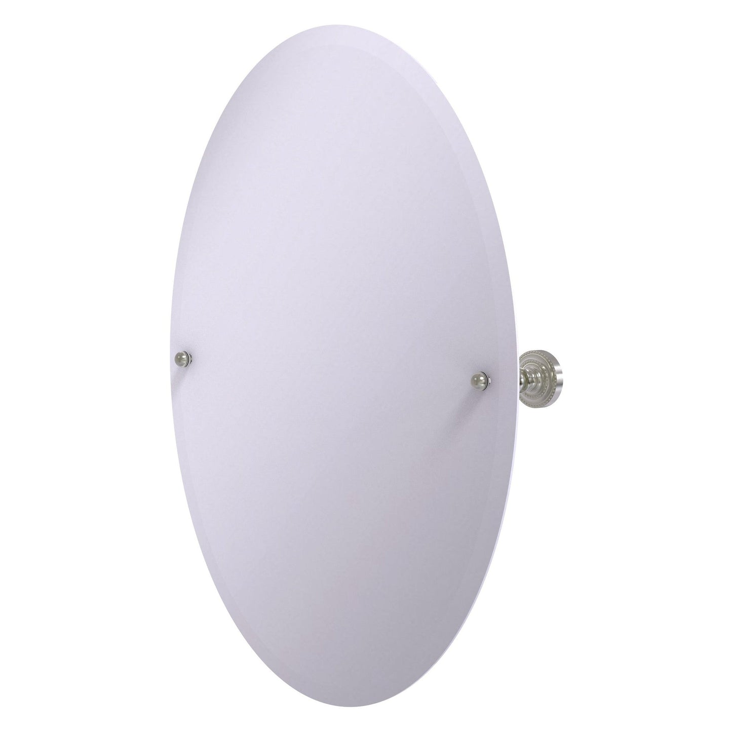 Allied Brass Dottingham 29" x 21" Satin Nickel Solid Brass Frameless Oval Tilt Mirror With Beveled Edge