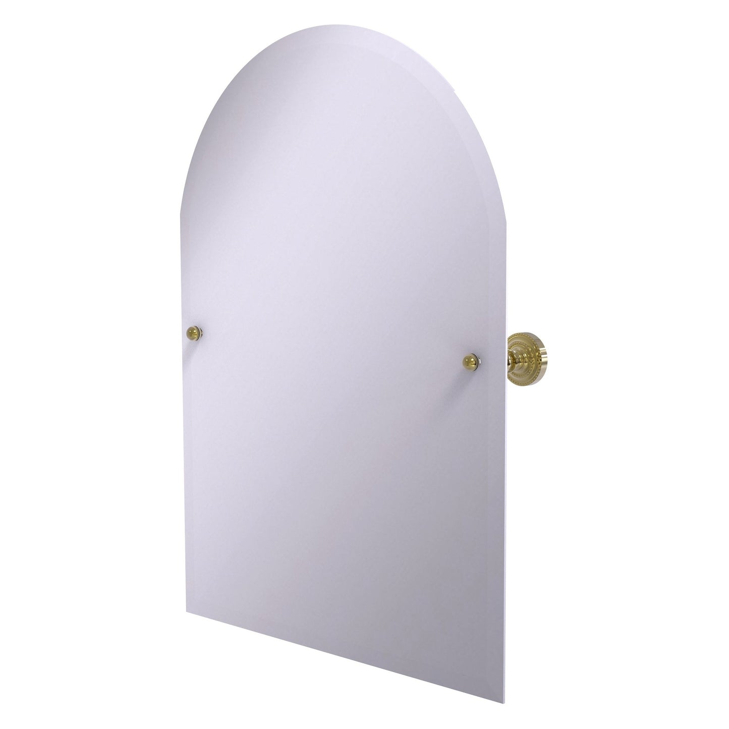 Allied Brass Dottingham 29" x 21" Unlacquered Brass Solid Brass Frameless Arched Top-Tilt Mirror With Beveled Edge