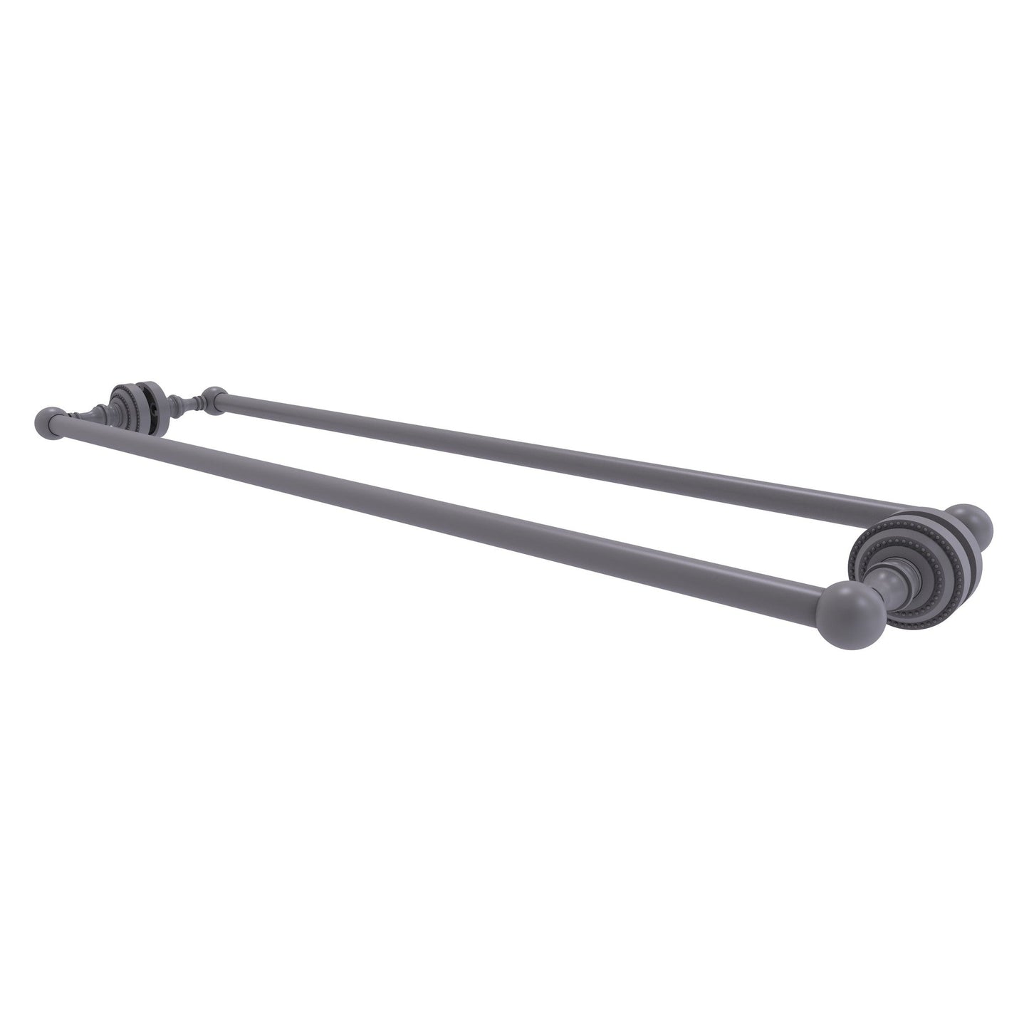 Allied Brass Dottingham 32" x 7.8" Matte Gray Solid Brass Back-to-Back Shower Door Towel Bar