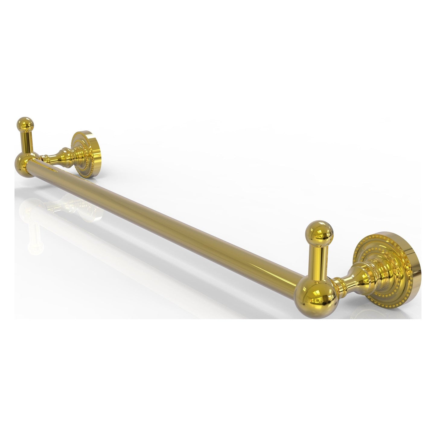 Allied Brass Dottingham 32.25" x 3.8" Polished Brass Solid Brass Towel Bar With Integrated Hooks
