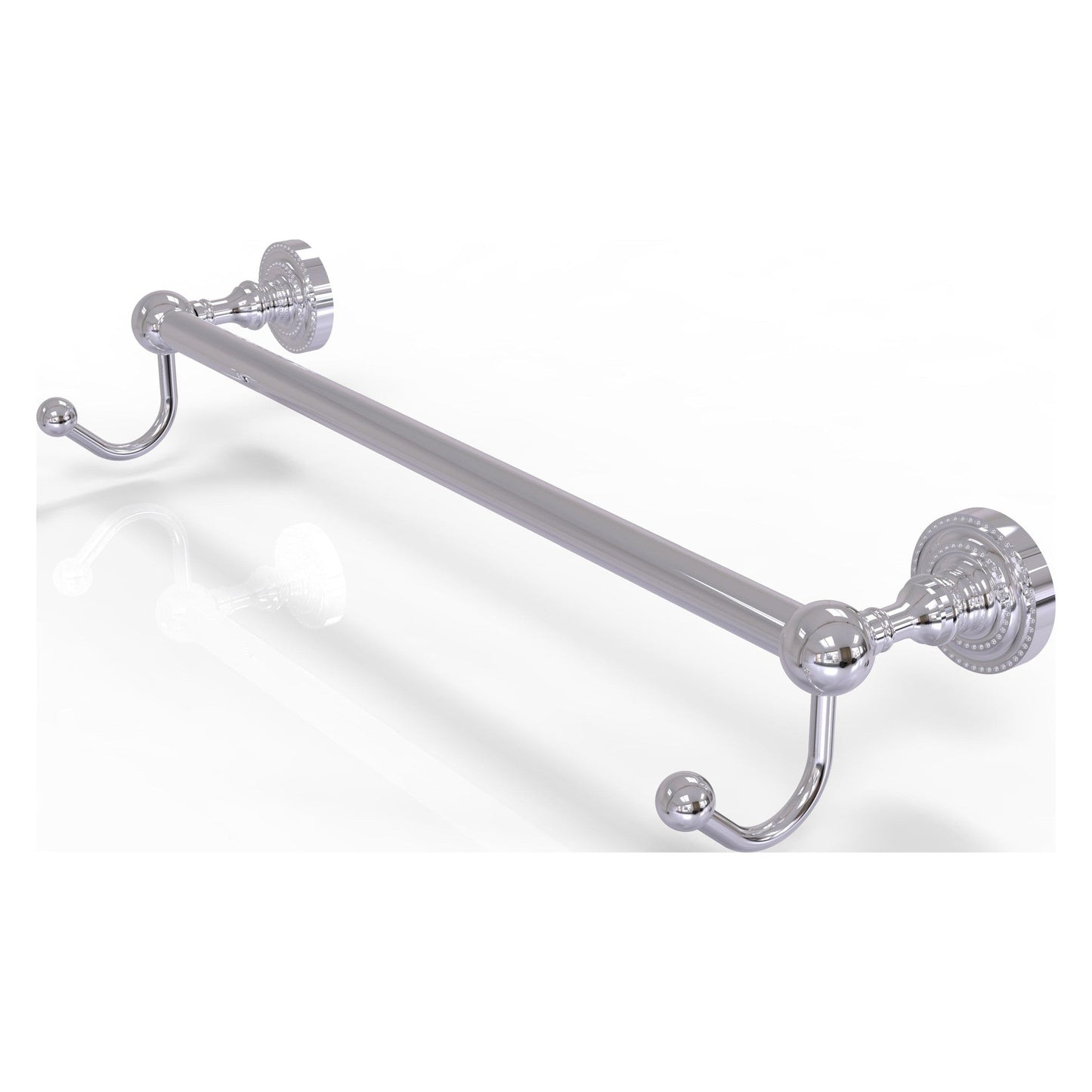 Allied Brass Dottingham 32.25" x 6" Polished Chrome Solid Brass Towel Bar With Integrated Hooks