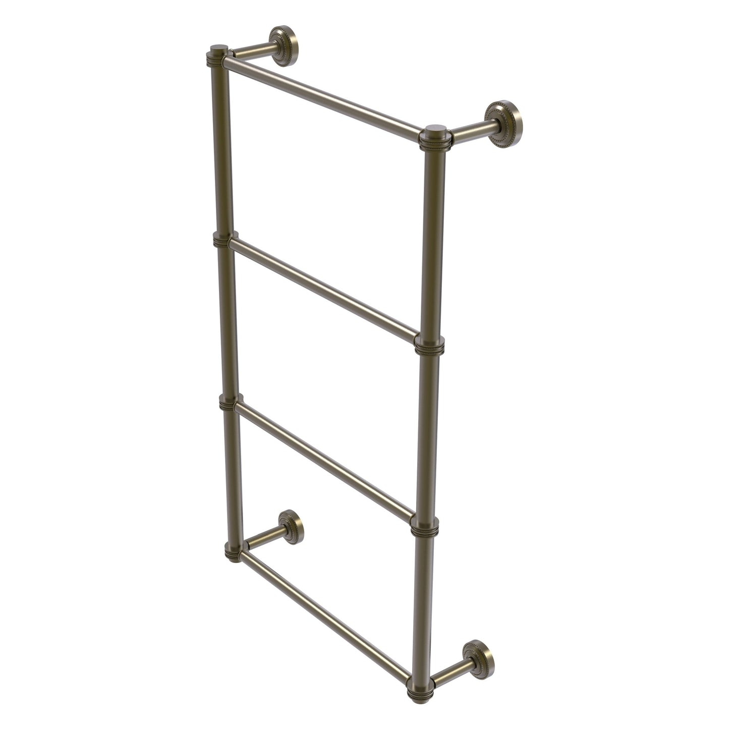Allied Brass Dottingham 32.3" x 5.3" Antique Brass Solid Brass 4-Tier Ladder Towel Bar With Dotted Detail