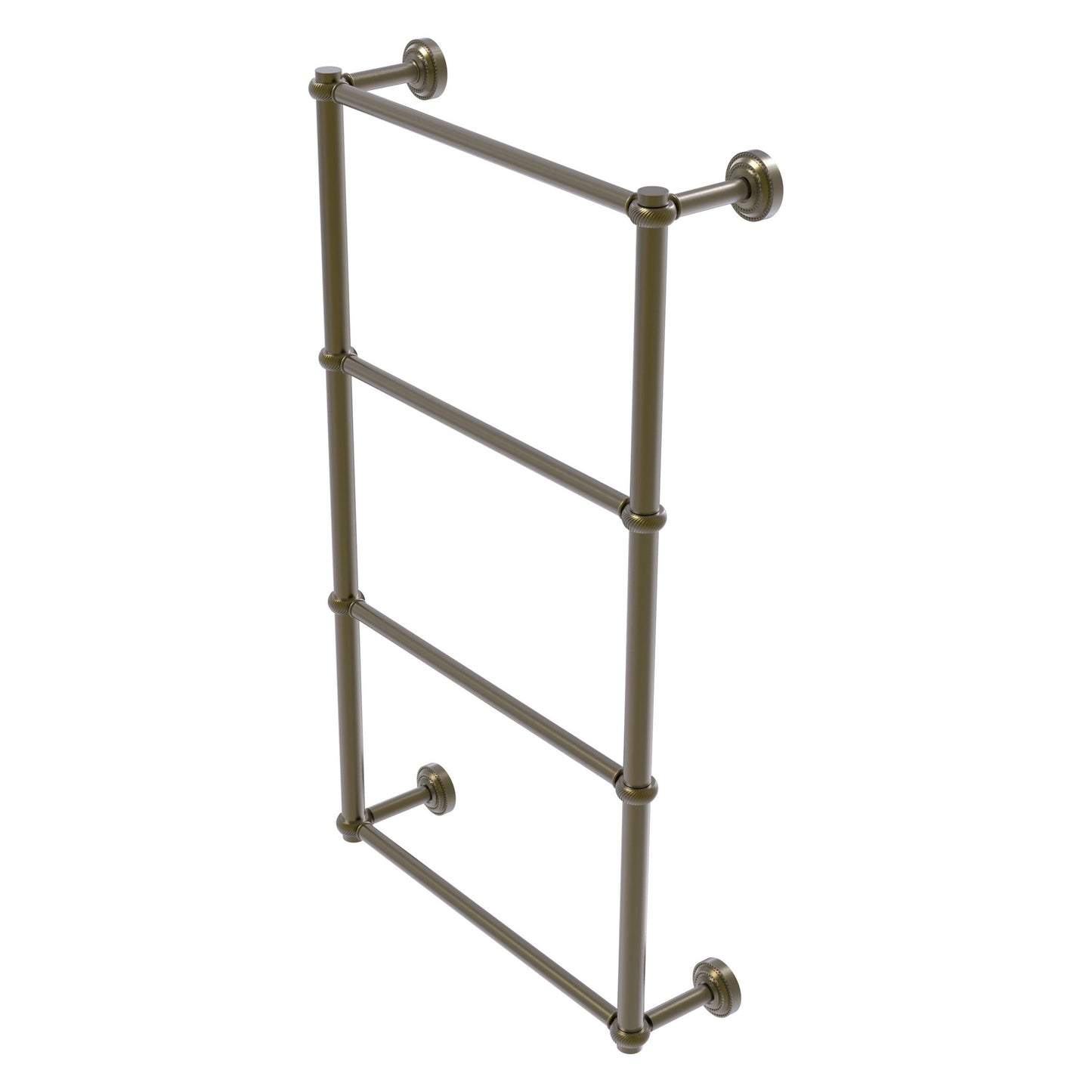 Allied Brass Dottingham 32.3" x 5.3" Antique Brass Solid Brass Ladder Towel Bar With Twisted Detail