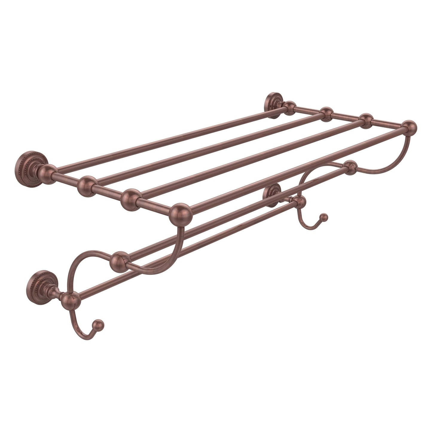 Allied Brass Dottingham 36" x 14" Antique Copper Solid Brass Train Rack Towel Shelf