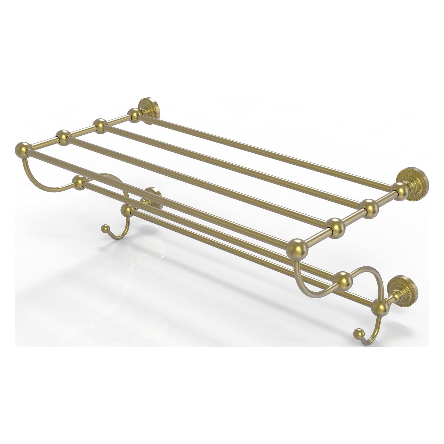 Allied Brass Dottingham 36" x 14" Satin Brass Solid Brass Train Rack Towel Shelf