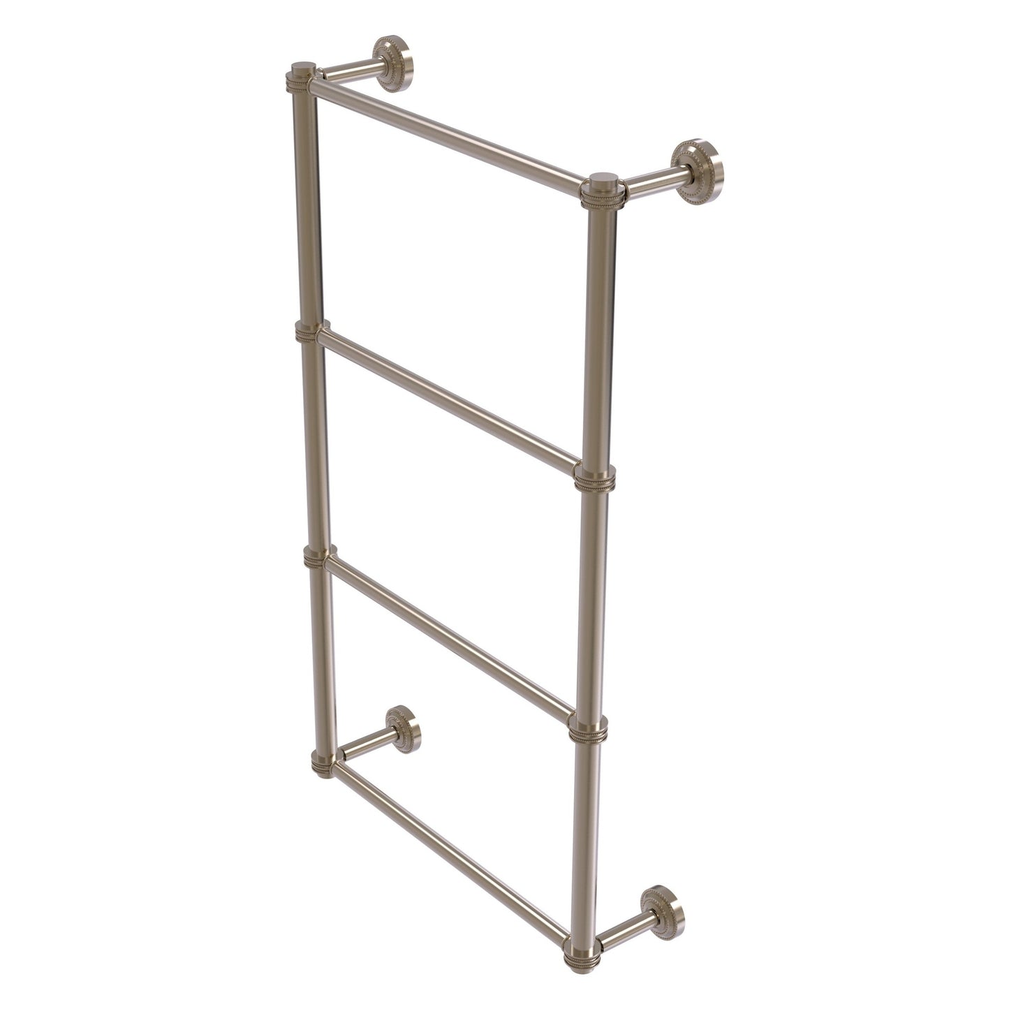 Allied Brass Dottingham 38.3" x 5.3" Antique Pewter Solid Brass 4-Tier Ladder Towel Bar With Dotted Detail
