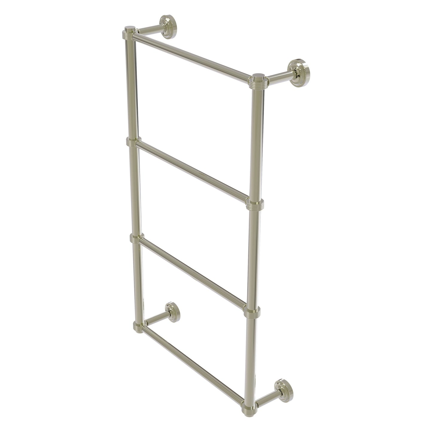 Allied Brass Dottingham 38.3" x 5.3" Polished Nickel Solid Brass Ladder Towel Bar With Grooved Detail