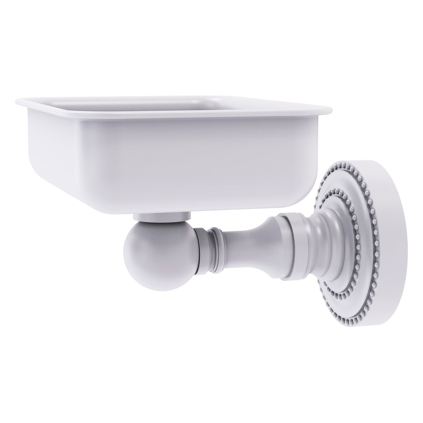 Allied Brass Dottingham 4.5" x 3.5" Matte White Solid Brass Wall-Mounted Soap Dish