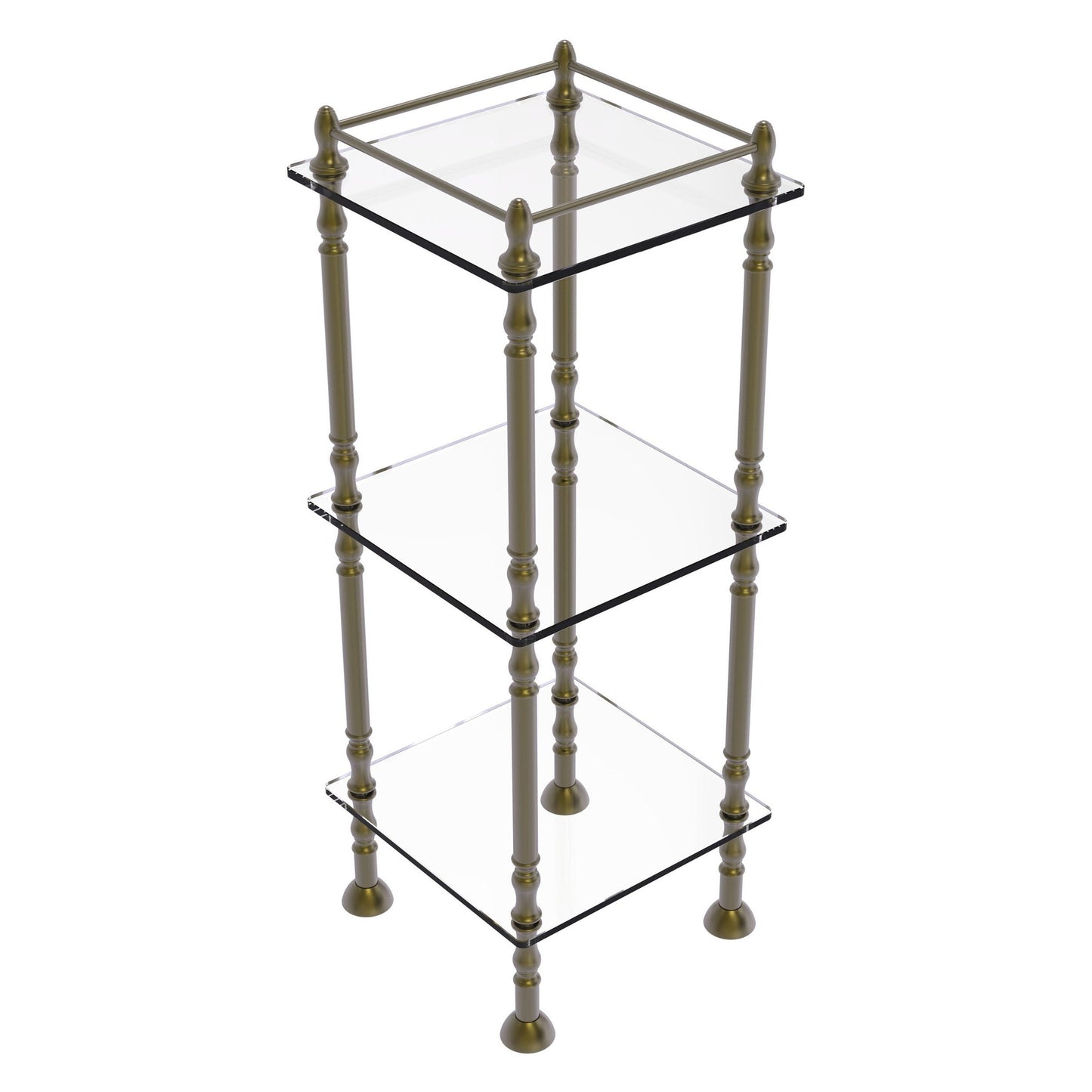 Allied Brass ET-14X143TGL 14" x 14" Antique Brass Solid Brass Three Tier Etagere With 14" x 14" Shelves