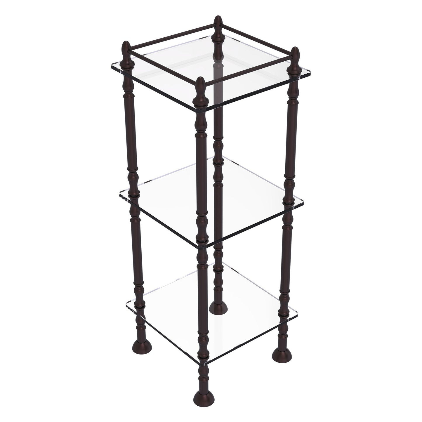 Allied Brass ET-14X143TGL 14" x 14" Antique Bronze Solid Brass Three Tier Etagere With 14" x 14" Shelves
