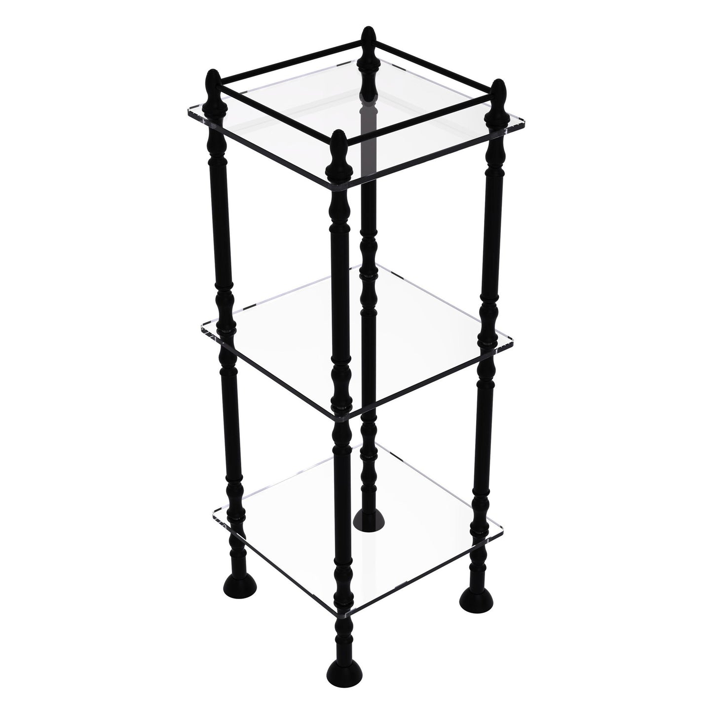 Allied Brass ET-14X143TGL 14" x 14" Matte Black Solid Brass Three Tier Etagere With 14" x 14" Shelves