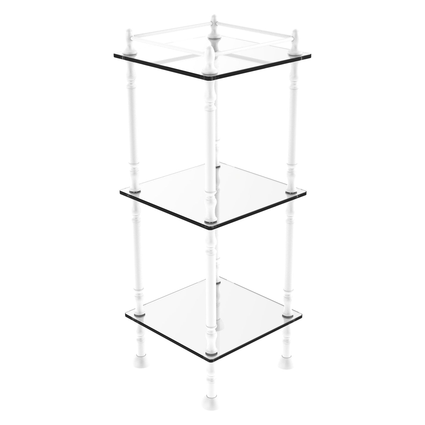 Allied Brass ET-14X143TGL 14" x 14" Matte White Solid Brass Three Tier Etagere With 14" x 14" Shelves
