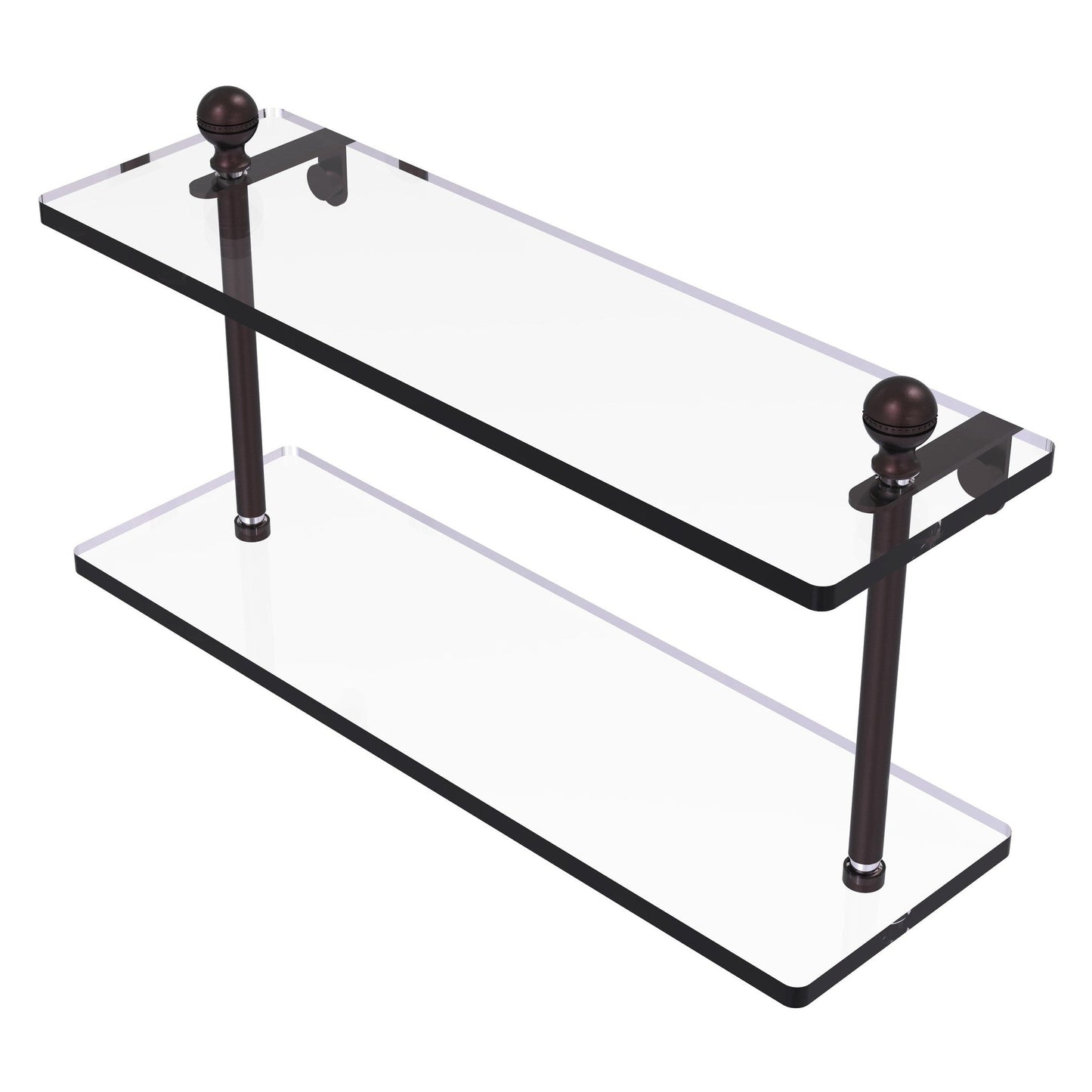 Allied Brass Mambo 16" x 5" Antique Bronze Solid Brass Two-Tiered Glass Shelf