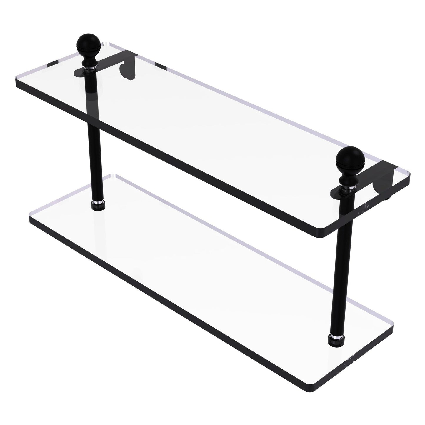 Allied Brass Mambo 16" x 5" Matte Black Solid Brass Two-Tiered Glass Shelf