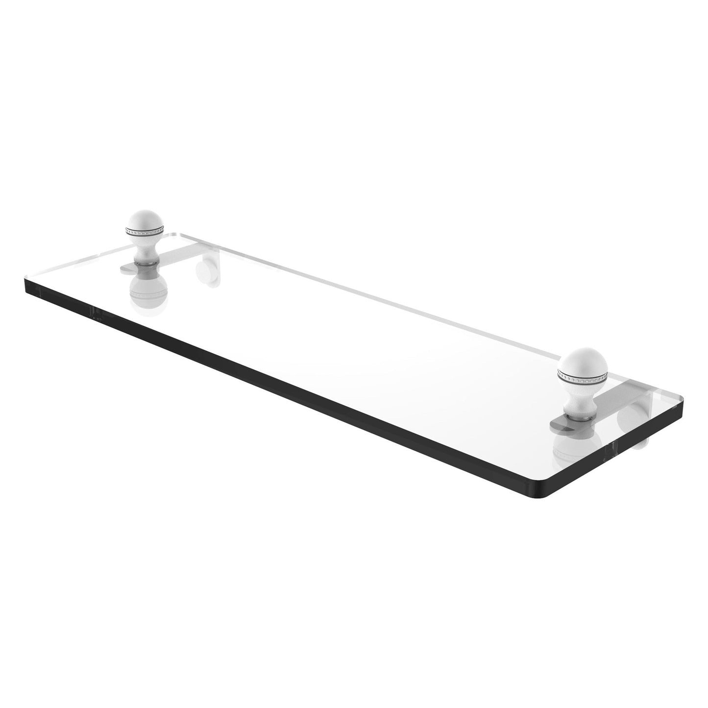 Allied Brass Mambo 16" x 5" Matte White Solid Brass Glass Vanity Shelf With Beveled Edges